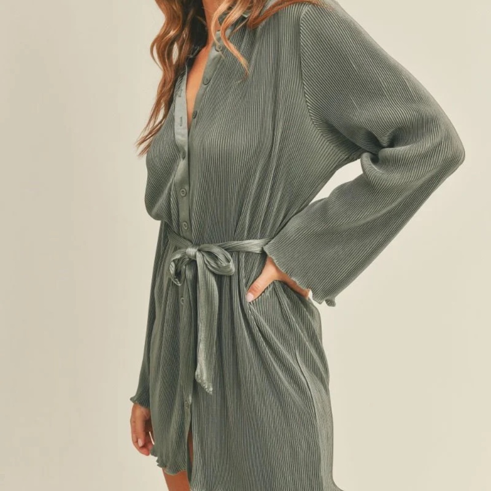 Pleated Mini Dress - Belt Not Included